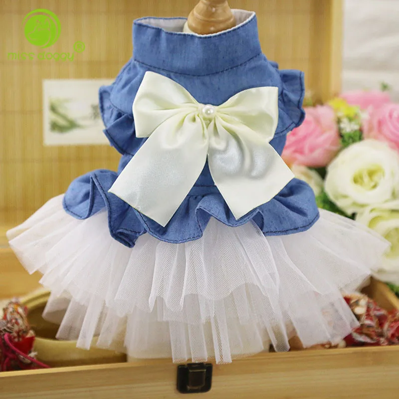 

MISS DOGGY Bowknot Dog Wedding Dresses for Dogs Pet Skirt Summer Costume Supplies XS, S, M, L, XL,XXL Spring Dog Clothes