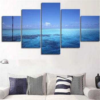 

2017 5 Planes Wall Painting Art Paint Beautiful Blue Rivers Waves Ripple Home Decoration Pictures For Living Room Unframed