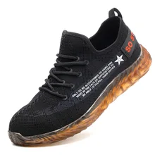 Мужская и Женская рабочая обувь со стальным носком; коллекция года; модные летние повседневные ботинки без застежки; мужская обувь с защитой от проколов