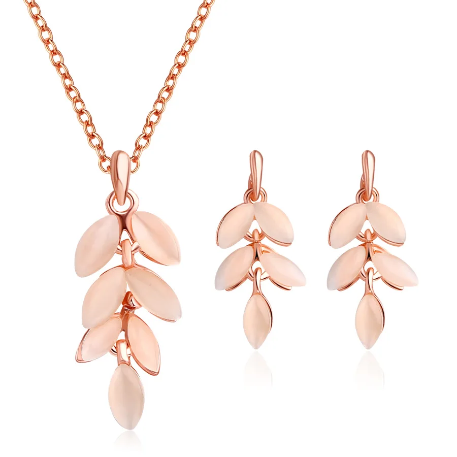 

Opal Jewelry Sets For Woman Pendant Necklace Women Choker Water Drop Earrings Rose Gold Color Bohemia Bride Jewelry Gifts