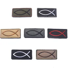 Sports Souvenir JESUS FISH Patch Rectangle Embroidery Flag Christian fish Symbol Tactical Applique Armbands Badge Strap