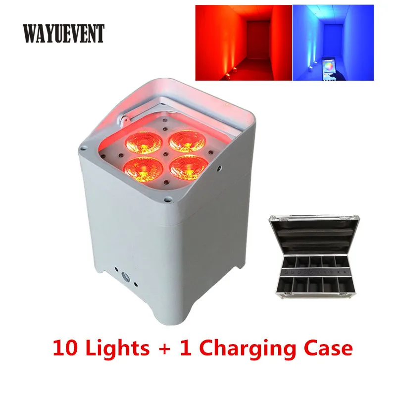 

Wifi &Remote uplighting SMART DJ 4x18w RGBWA UV 6in1 Battery Operate wireless dmx LED Uplight for Wedding