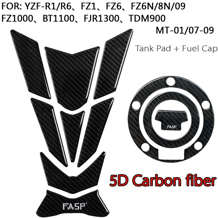 Наклейка на бак для мотоциклов, наклейки 5D, накладка из настоящего углеродного волокна, Защитная крышка для бензобака, наклейка на бак, подходит для Yamaha YZF R1 R6 FZ1 FZ8 FZ6 FJR130 - Цвет: G010-11