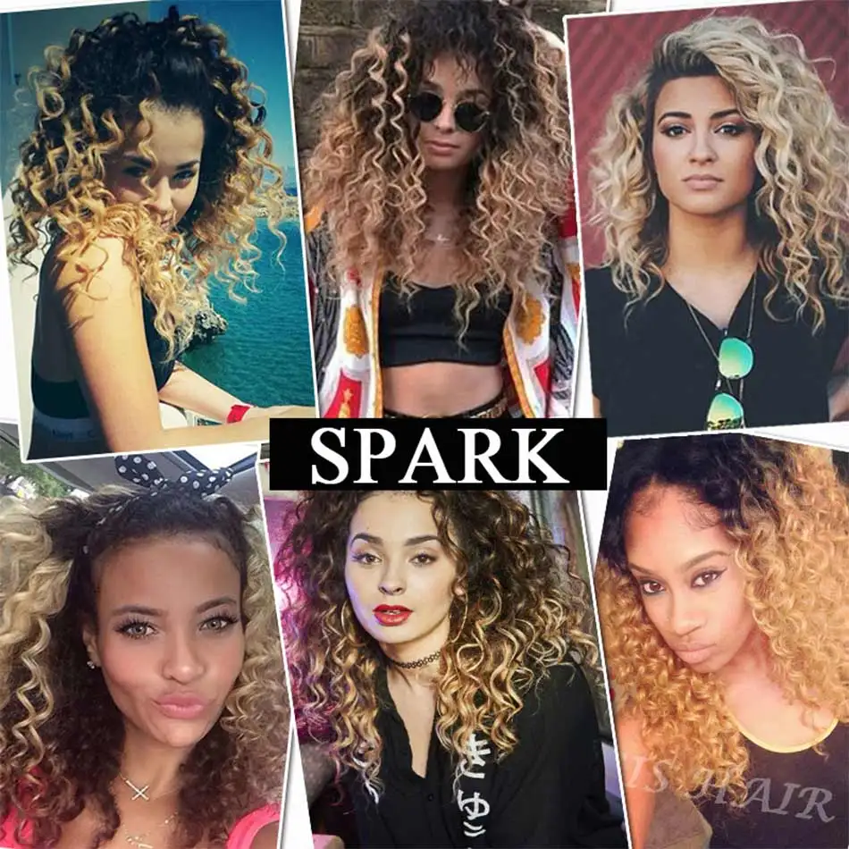 Spark Hair Ombre бразильские волнистые пряди с закрытием человеческие волосы с закрытием Remy человеческие волосы для наращивания средний коэффициент