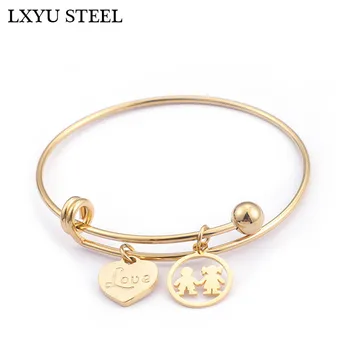 

Fashion Stainless Steel LOVE Heart Bangles 68mm Women Cartoon Boy Girl DIY Charm Bracelet & Bangle Jewelry Gifts