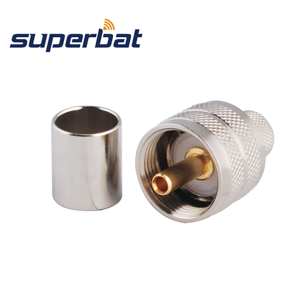 Superbat 10pcs UHF Crimp Male RF Coaxial Connector for Cable RG8 RG213 RG214 LMR400