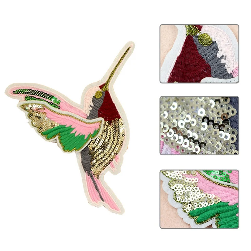Birds Sequin Patches 1 Pair For Clothing Decor Fabric Stickers