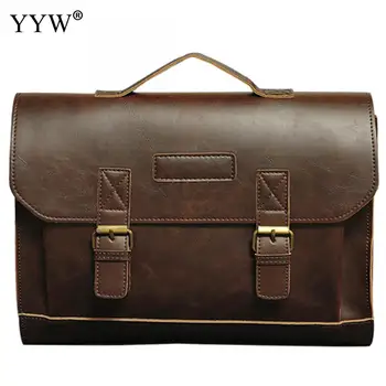 

Men's Executive Briefcase Business Male Bag Brown Portfolio Tote Bags for Men New Black PU Leather Handbag A Case for Documents