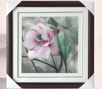 

Handmade 100% Mulberry Silk Thread Finished Suzhou Embroidery not include frame ,lotus 35*35cm
