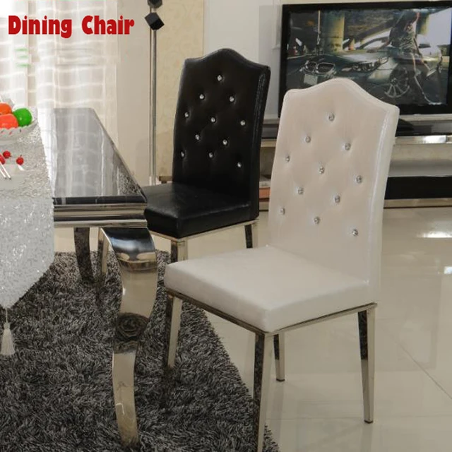 Special Offers New 100% Stainless steel+Leather dining chairs,fashion living room dining chair,black and white,Metal Leather furniture Special Offers New 100% Stainless steel+Leather dining chairs,fashion living room dining chair,black and white,Metal Leather furniture