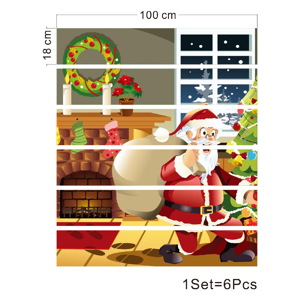 3D Рождественский Декор лестницы наклейки на стену самоклеющиеся украшение для двери наклейки DIY Home vinilos decorativos para paredes #40