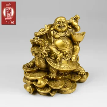 

Baina source pure copper Maitreya ornaments Lucky Dragon turtle laugh Fona Fu Feng Shui decoration crafts furnishings