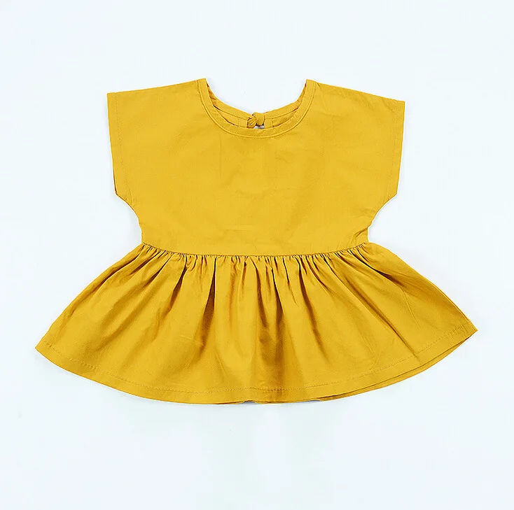 

0-3years one birthday girl solid color short sleeve draped mini D0053