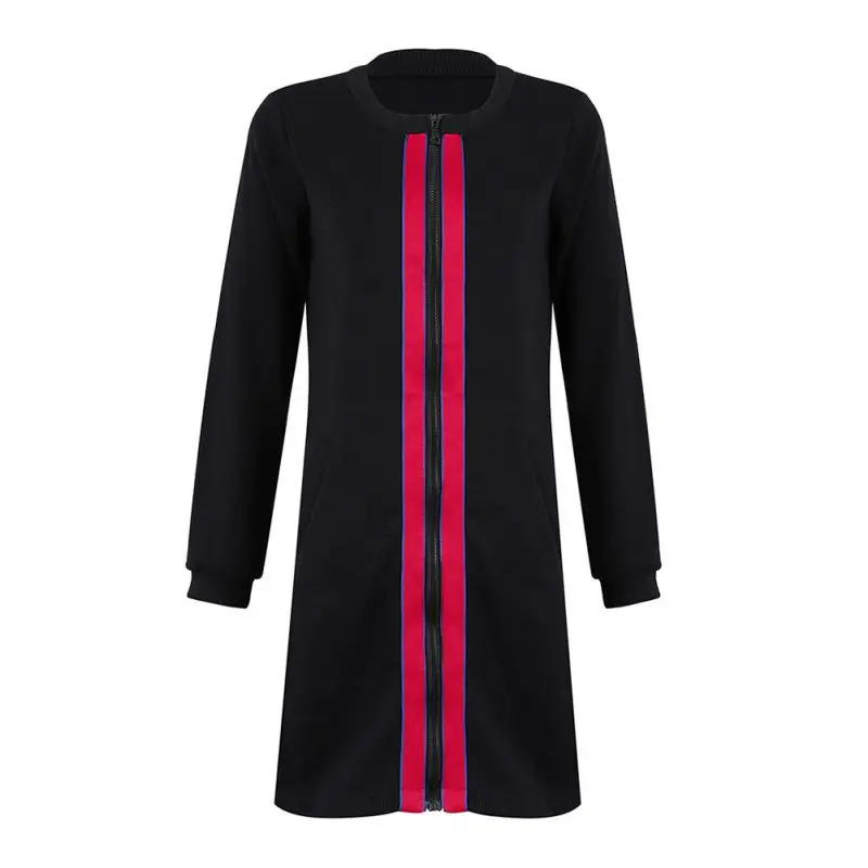Long Hoodie Women Hooded Jacket Autumn Winter Coat Side