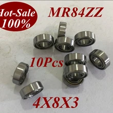 10 шт. низкий уровень шума mr84zz mr84z mr84-zz 4x8x3 4*8*3 радиальный шарикоподшипник микро миниатюрный небольшой подшипник двигателя