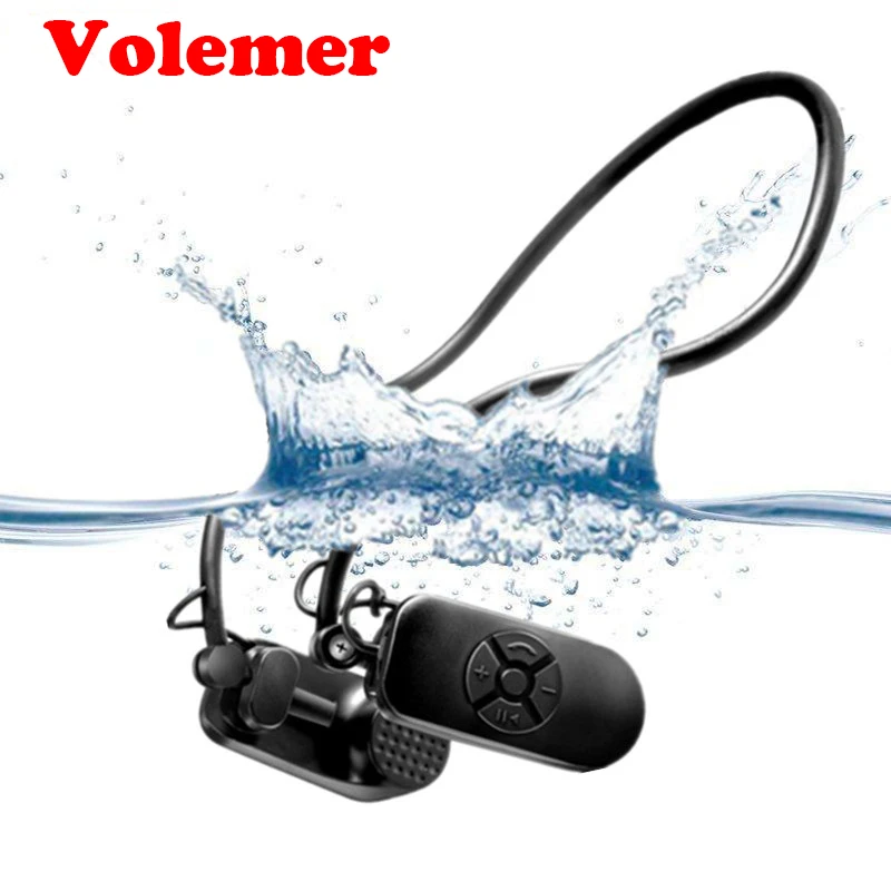 Volemer MP3 Player APT-X V30 Bone Conduction HiFi Music Player IPX8 Waterproof 8G/16/32G Player Swimming Outdoor Sport Earphones
