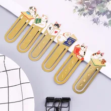 1 шт. Творческий кавайный мультипликационный котик металлическая Закладка для книги книга Знаки школьные канцелярские принадлежности Студент подарки C26