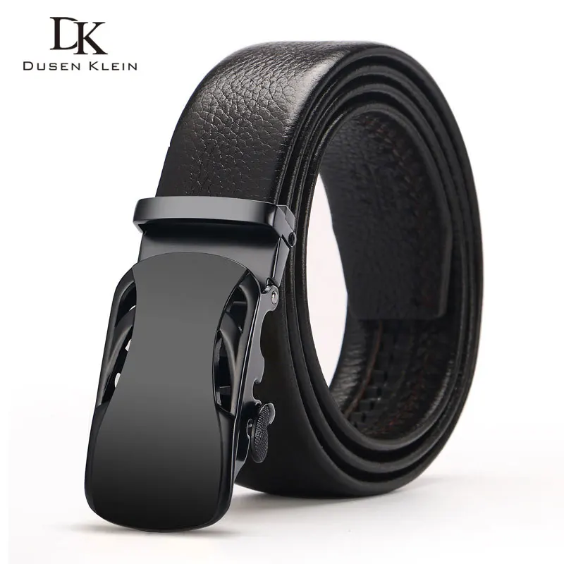 

New 2018 leather Belt Men Automatic Black Buckle Genuine Cowskin Luxury Leather Men's Belts Strap Male waist belt DK-T112