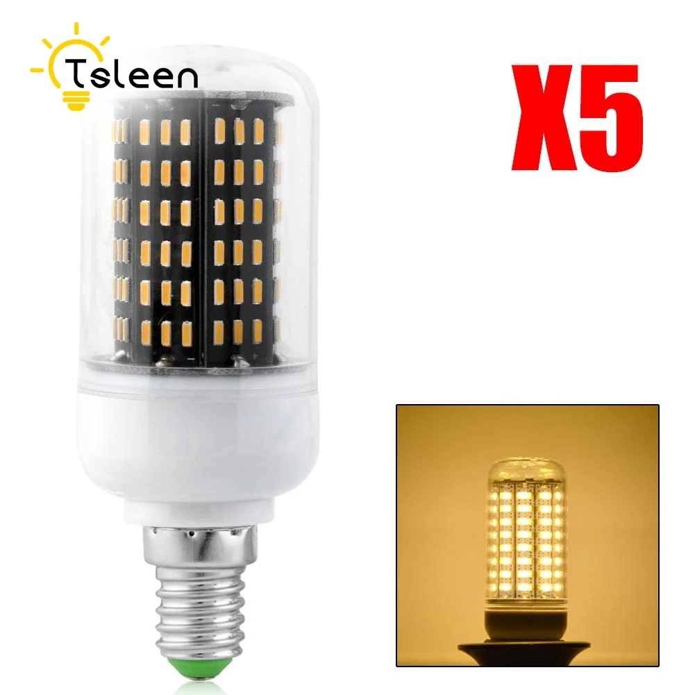 

5Pcs High Luminous Flux 4014 SMD No Flicker LED Corn Bulb E27 E14 G9 220V LED lamp Spot light 35 56 72 96 138LEDs Smart Power IC
