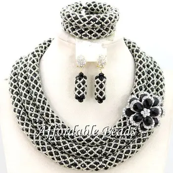 

Silver&Black Nigerian Jewelry Set Charming Costume Jewelry Set Rare Design Free Shipping Wholesale BN430