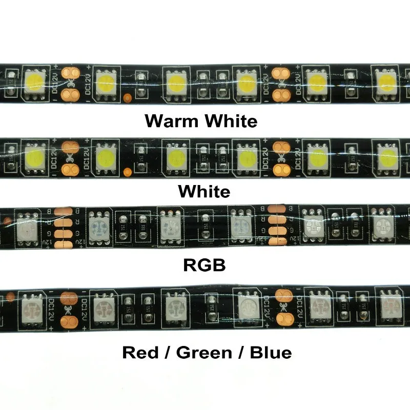 DC12V светодио дный ленты 5050 SMD 5 м 60 светодио дный s/m IP20 IP65 Водонепроницаемый RGB белый/теплый белый /синий/красный/зеленый черный PCB гибкие светодио дный полосы света