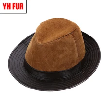 Мужские кожаные ковбойские шляпы из натуральной овчины, модные новые стильные шапки из натуральной кожи, распродажа, Натуральная овечья кожа, шапка s