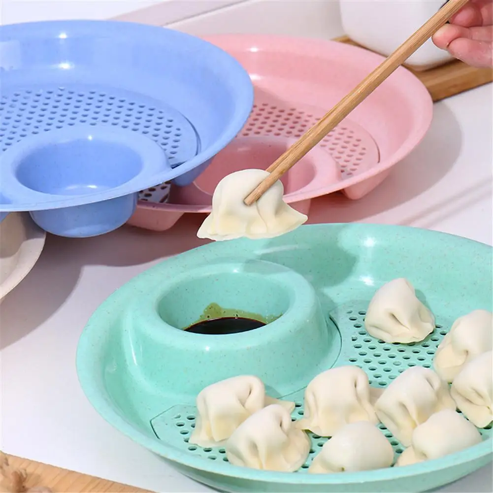 

Kitchen Storage Dishes Tray Creative Double-layer Plate With Vinegar Dish Dumplings Snack Plate Clean Personalized Plate Gadgets