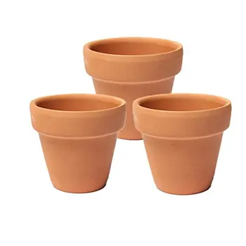

3pcs Brown Clay Small Terracotta Plant Flower Pot Holder Decor 8X8cm