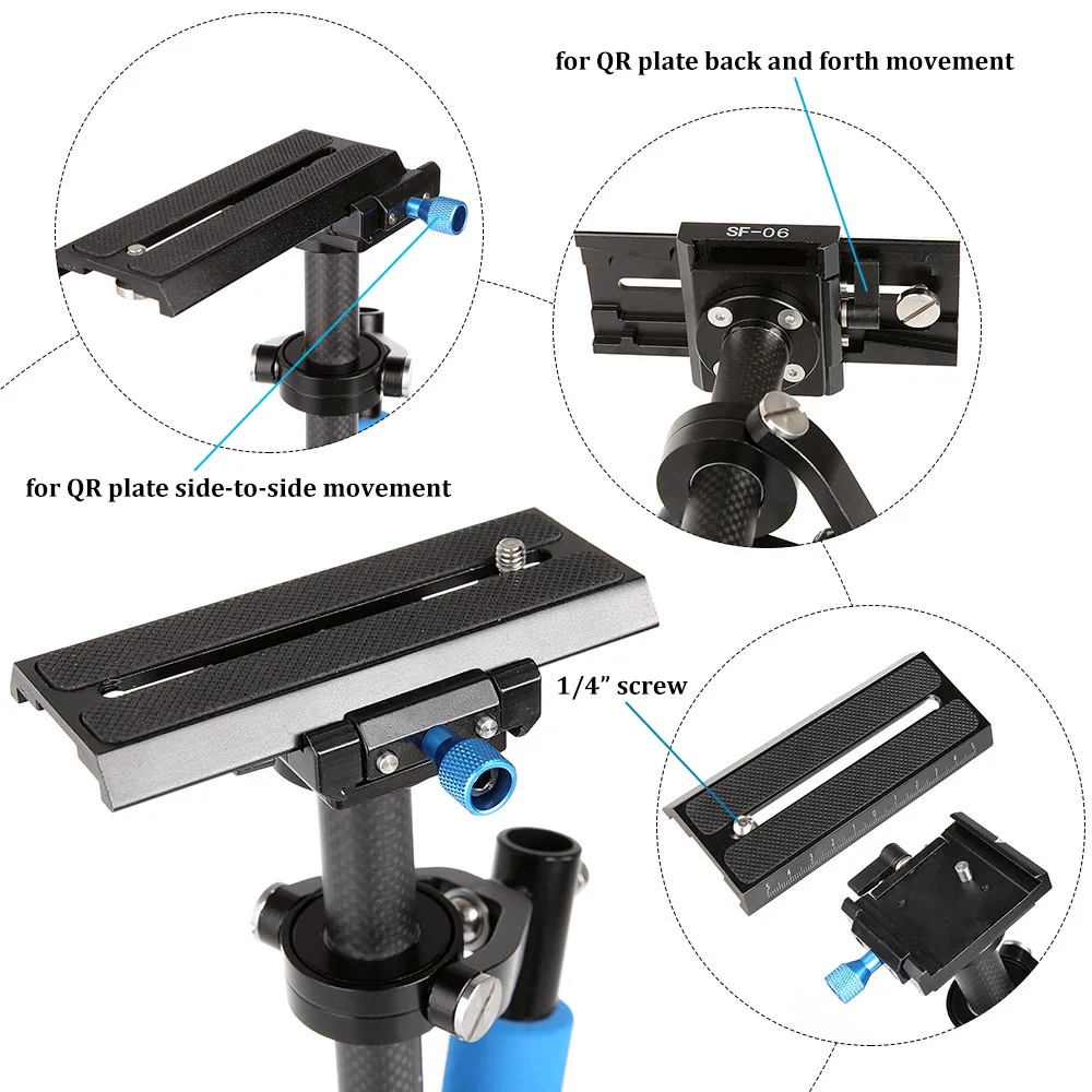 Sf-06 мини ручка нагрузки до 3 кг углерода Волокно видео Камера стабилизатор для Canon Nikon Sony Pentax DSLR видеокамера DV