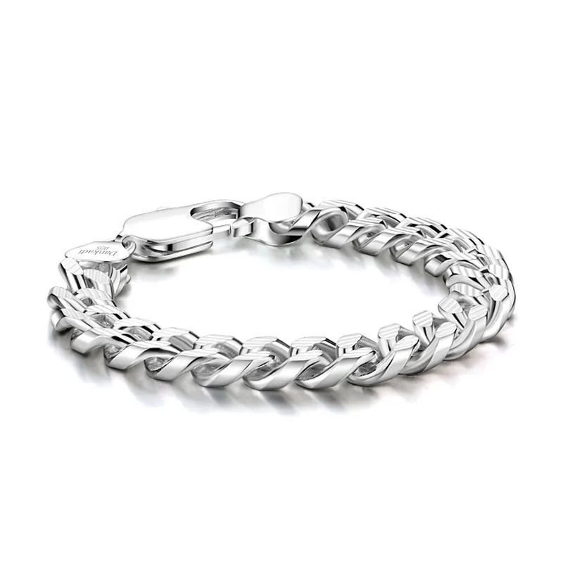 

Hot sale European fashion 100% sterling silver bracelet. Solid 925 Silver 10mm 18cm/20cm Man Bracelet. Boy punk style jewelry
