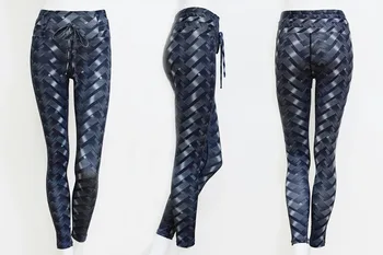 2018 New Black Weaving Printed Tie Women Fitness Leggings Push Up Workout Leggings Elastic Female Sporting Leggins Pants 5