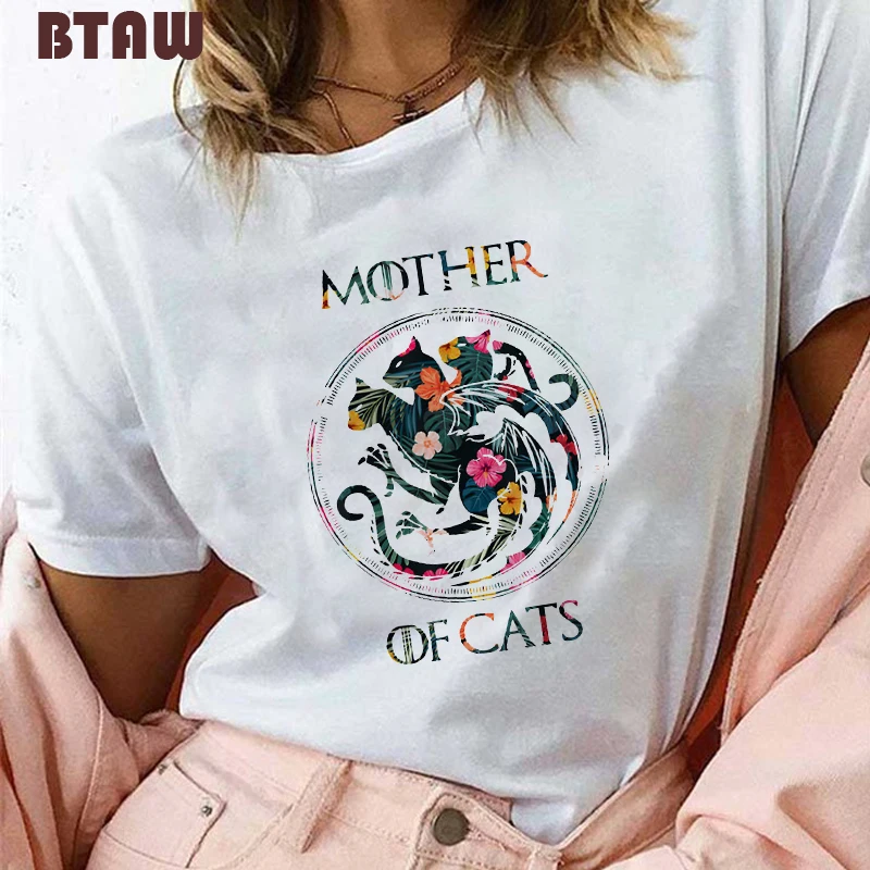 5 мать кошек/собак Футболка для женщин с цветочным принтом дракарис Дракон Футболка Harajuku Графический футболки Vogue эстетический готические Топы