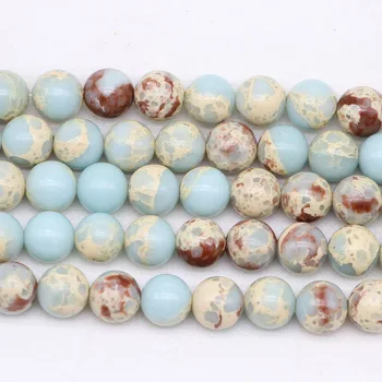 

1 strand/lot 4 6 8 10 12mm Natural ShouShan Stone Blue Sea Sediment Jaspers Round Loose Spacer Beads For Jewelry Making DIY Gift
