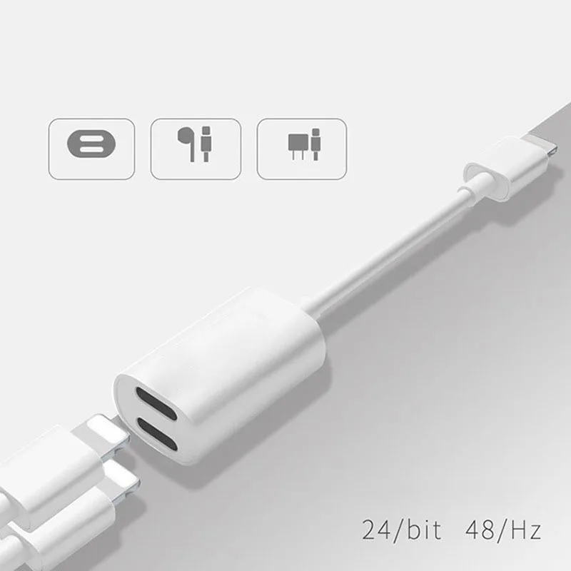 

LinXiang 2 In 1 Dual Jack Aux Charging Earphone Audio Cable Splitter Phone Adapter For Lightning Port iPhone
