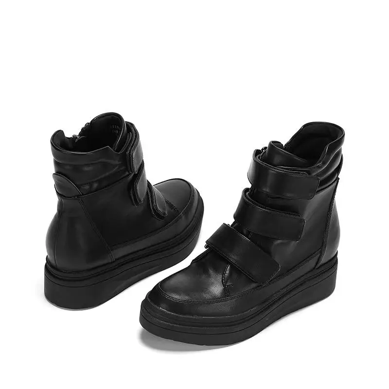 

Autumn Winter Round Head Thick Sole Single Shoe Fashion Magic Plaster Flat Sole Short Boots Botas Mujer Women Boots Skidproof