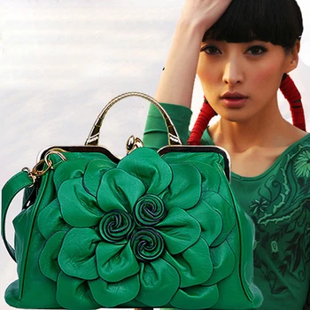 

2018 New Style Fashion Handbag Big 3D Flower PU Leather Noble Women Top-handle Bags Lady Banquet Crossbody Shoulder Bag Gifts
