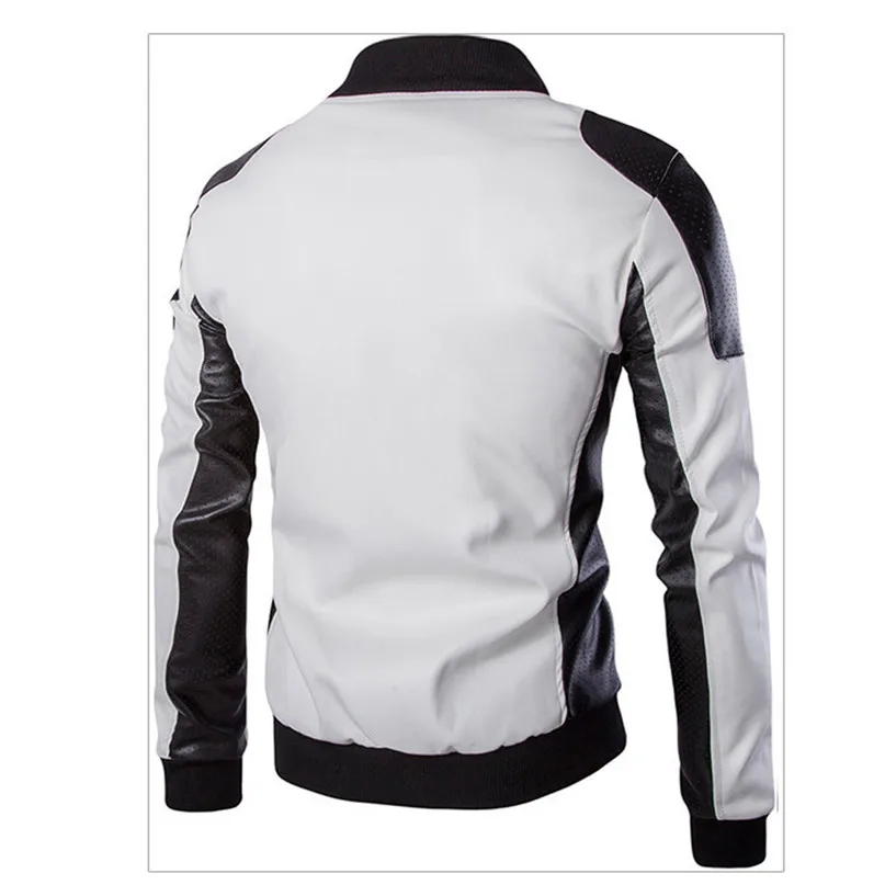 Cycling Jackets Mens Autumn Winter Long Sleeve Stand Patchwork Leather Coat Outwear Cycling Windproof Jacket Coat #2S21 (4)