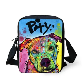 

ThiKin Bolsa Feminina Women Messenger Bags for Girls Cartoon Animals Pit Bull Kids Cross Body Bags for Boys Bag Sling Bag