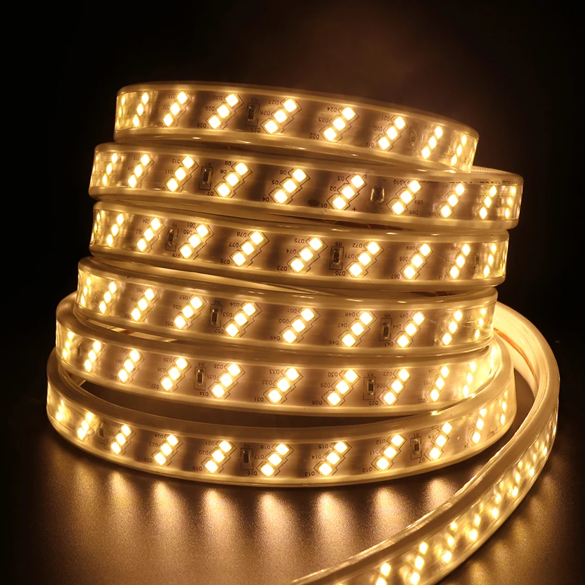 Светодиодная лента 220 В SMD 2835 180 светодиодов/м трехрядная гибкая холодный
