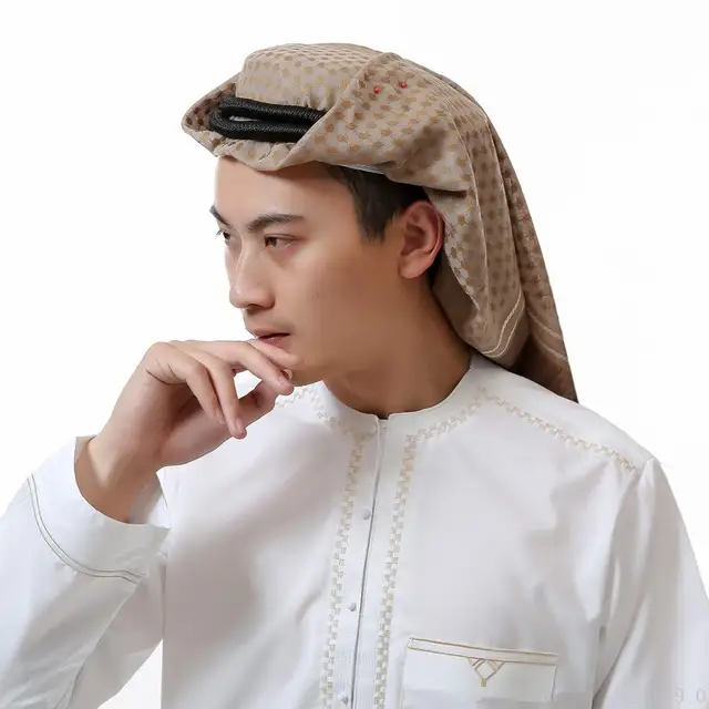 2019 Islamic Men Hijabs Saudi Arabia Casual Headscarf Tassel Plain Head ...