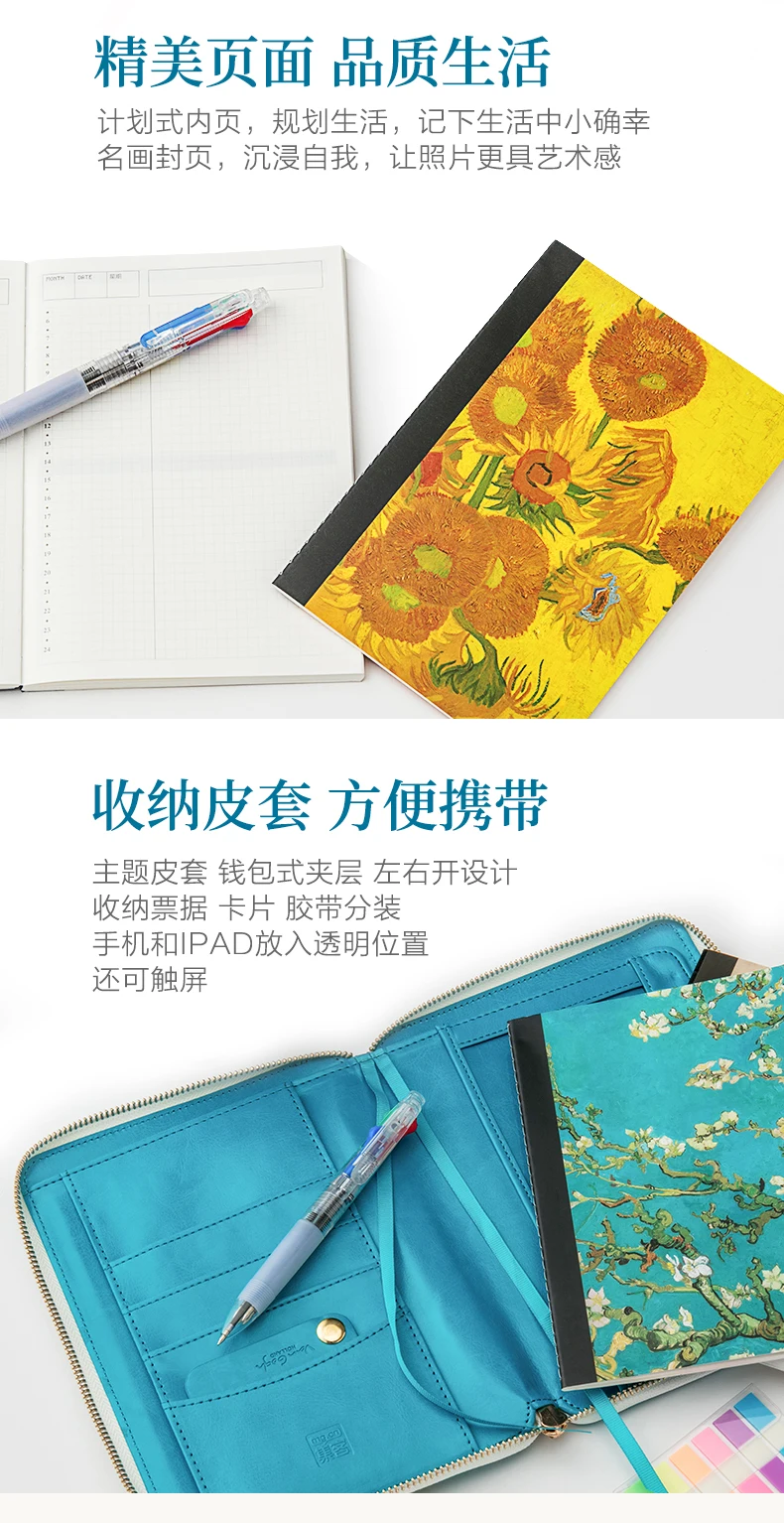 Новое поступление Yiwi известный Подсолнух абрикосовые цветы на молнии сумка планировщик с Хобо наполнитель страниц стикеры подарки канцелярские принадлежности