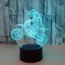 Цветной сенсорный 3d лампа Иллюзия светодиодный ночник USB настольная лампа для детей подарок прикроватная Спальня Мотоцикл 3D лампа