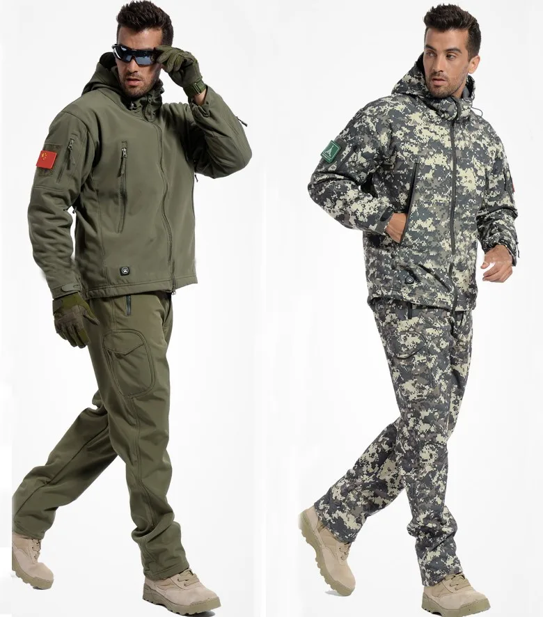 Tactical-Gear-Shark-Skin-Softshell-Outdoor-Jacket-Military-Pants-Men-Waterproof-Army-Camouflage-Hoodie-Hunting-Hiking