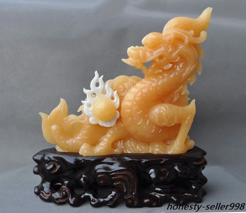 

christmas China Tian Huang Shoushan Stone Hand Carving Dragon Play Bead Auspicious Statue