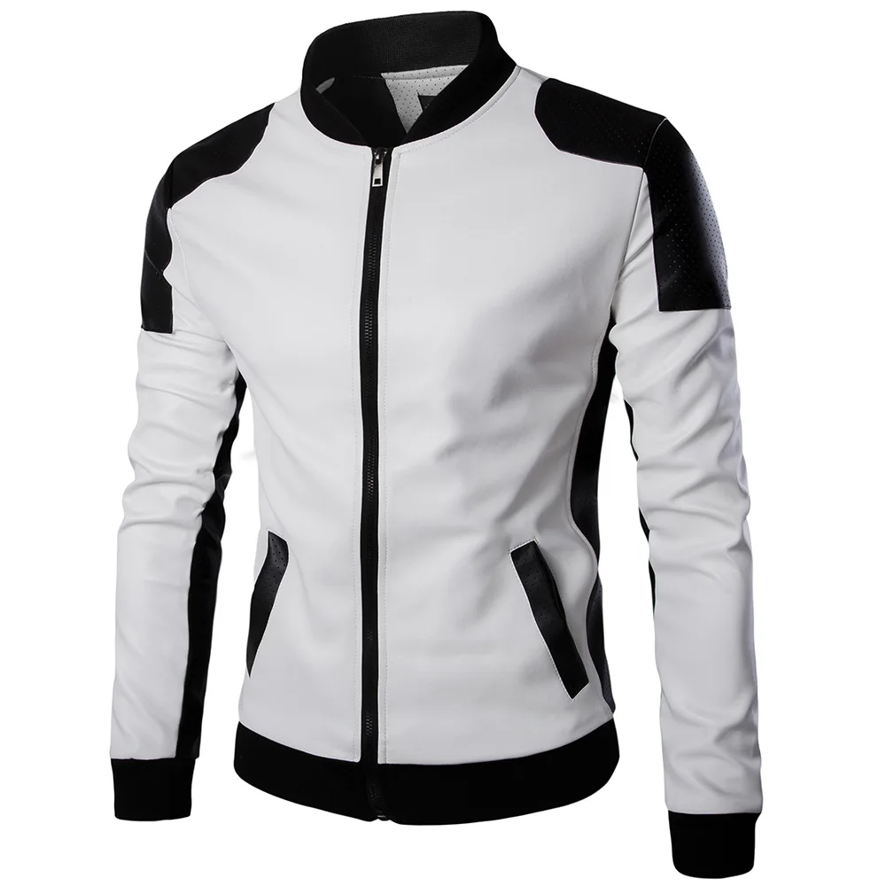 

New Arrival PU Leather Jacket Men Autumn Stand Collar Zipper Fashion Men Coat Casual Dress Leather Jacket jaqueta de couro