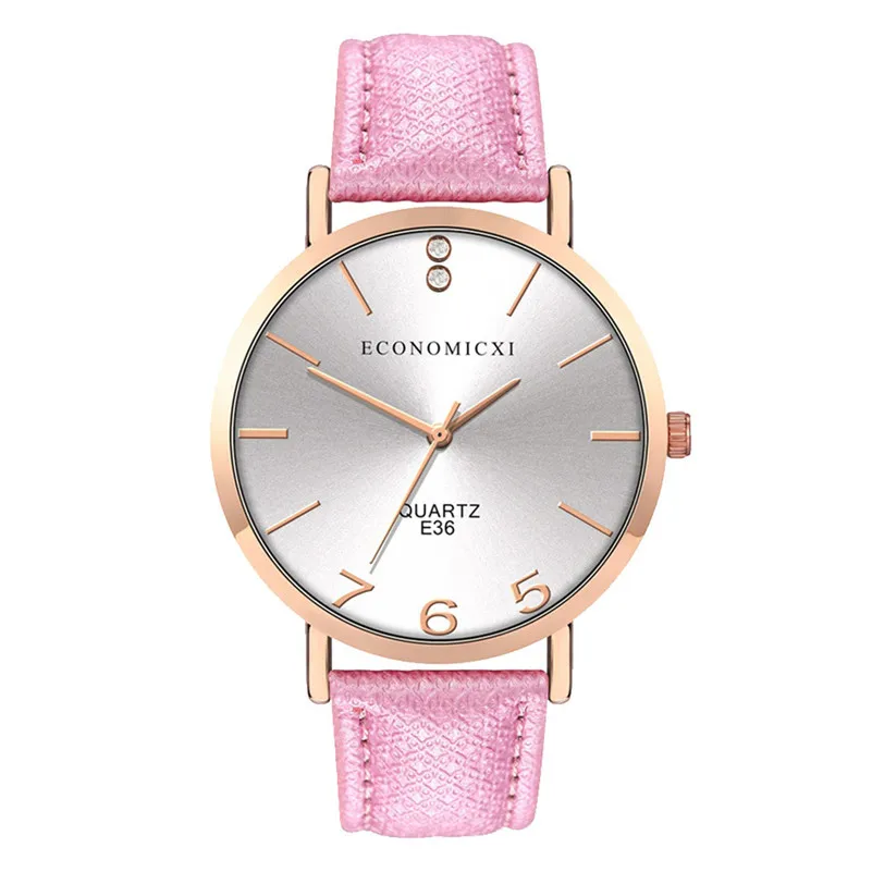 Современная мода женские наручные часы черный серебряный циферблат женские наручные часы модные кожаные кварцевые часы повседневные женские часы reloj# D - Цвет: Розовый