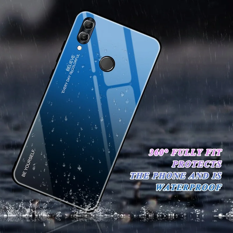 Градиентный стеклянный чехол для huawei Honor 8X Max 9 10 Lite 10i 20i 20 7A Pro Coque Роскошный Nova 5 5i Y5