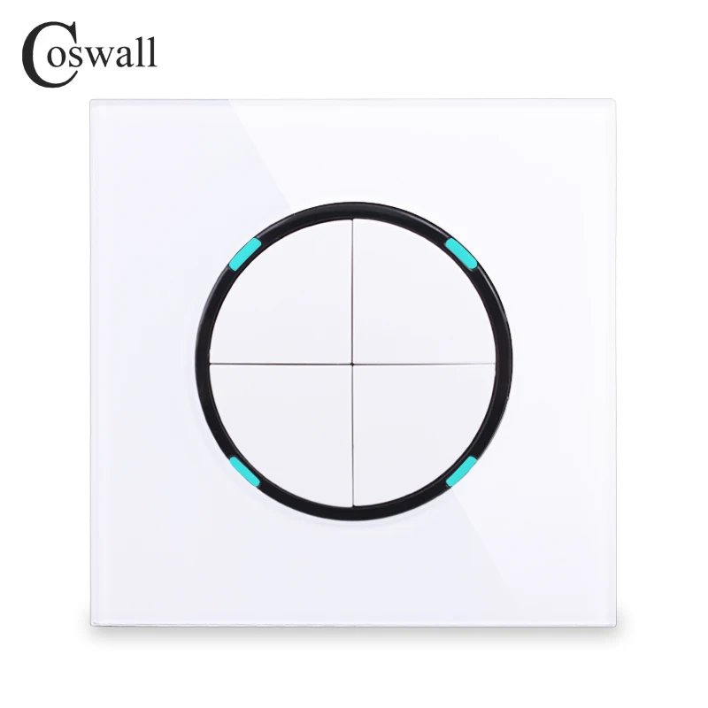 Skup Coswall 2018 New Arrival 4 Gang 1 Way losowe kliknięcie On Off Wall Light włącznik ze wskaźnikiem led panel ze szkła kryształowego