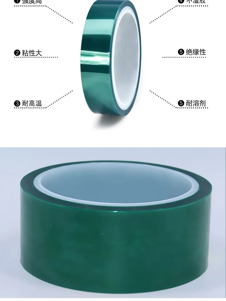 30 шт Упаковка, 33 м полиэстер/силиконовая лента зеленая для порошкового покрытия и других высокотемпературных маскирующих приложений