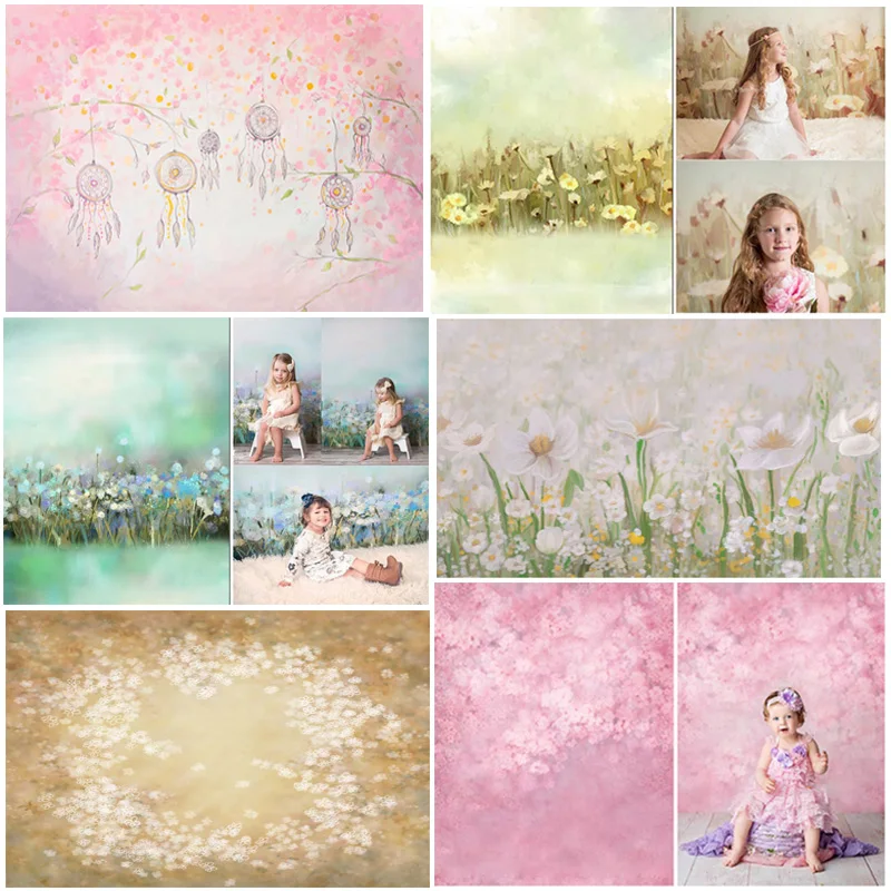

NeoBack Small Floral Backdrop Blossom Abstract Photography Background Studio Shoots for Baby Newborn Cake Custom Size